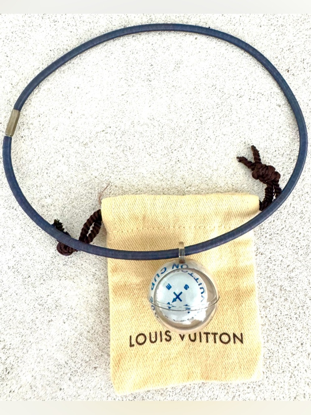 LOUIS VUITTON CUP 2000 Compass Pendant Cord Necklace Unisex Rare
